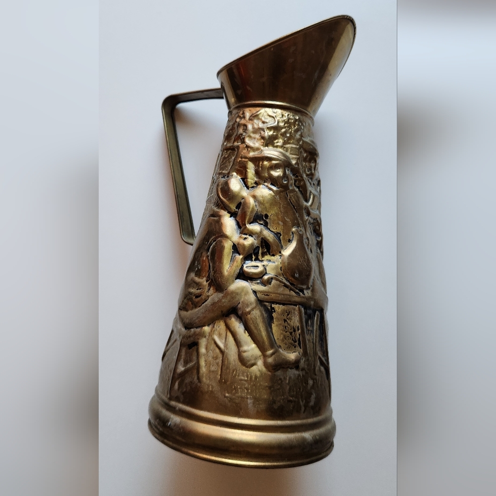 Vintage Brass Embossed Pitcher
